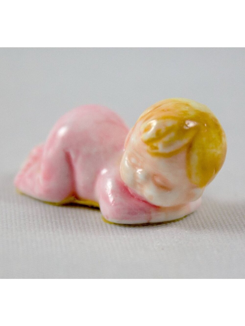 Vtg Miniature Bone China Sleeping Baby Figurine Pink Pajamas Bug House?